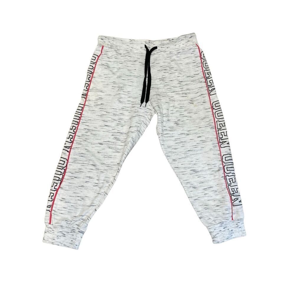 Bobbie Brooks Need Coffee Graphic Side Stripe Jogger Sweatpants Lounge Athleisur